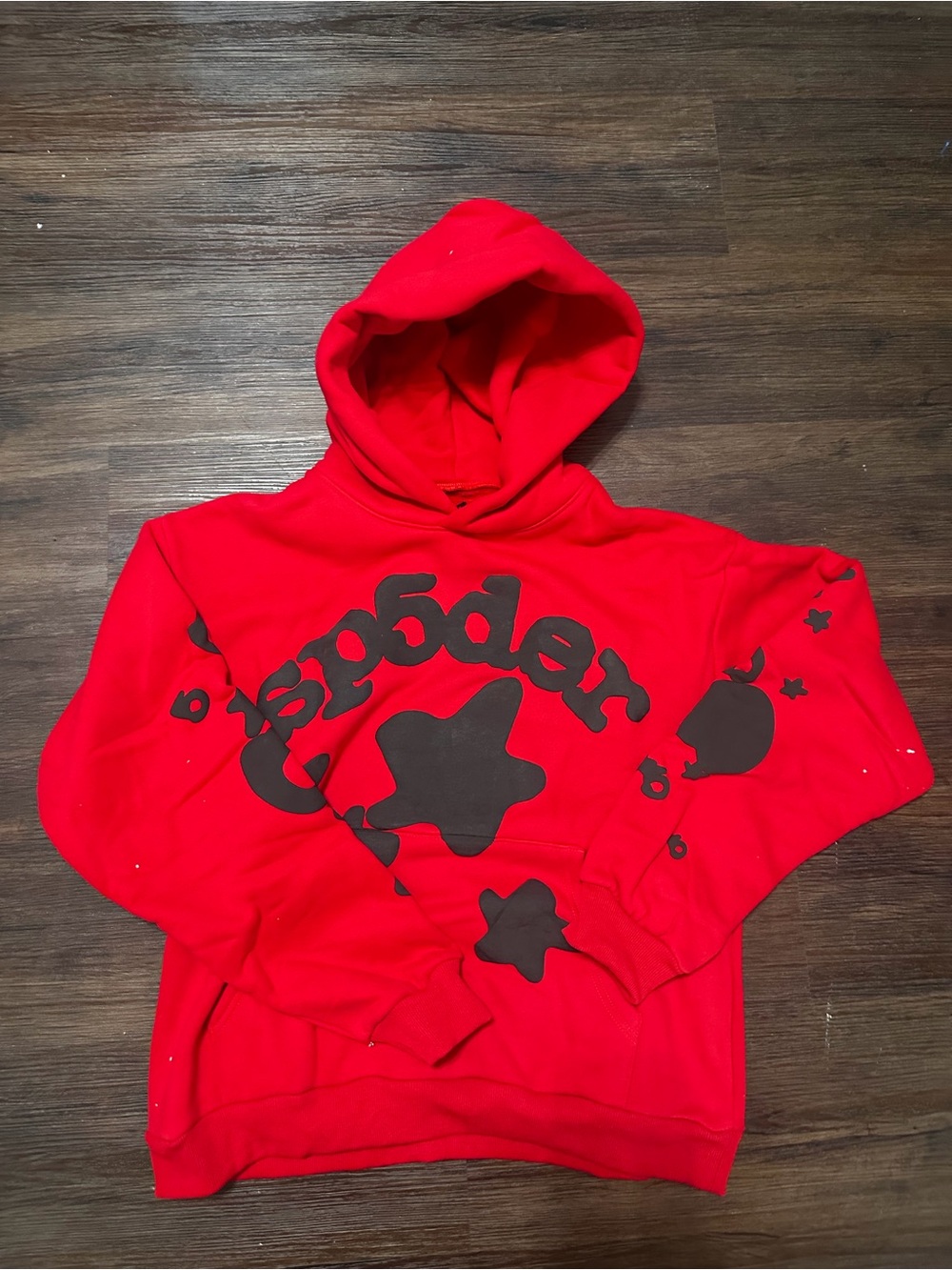 Mems Red Sp5der Hooded Sweatshirt with Star Graphic